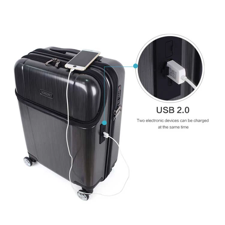 Black ABC PC front-open design carry on smart laptop suitcases luggage travelling large capacity ABS PC fancy suitcase 
Black ABC PC front-open design carry on smart laptop suitcases luggage travelling large capacity ABS PC fancy suitcase