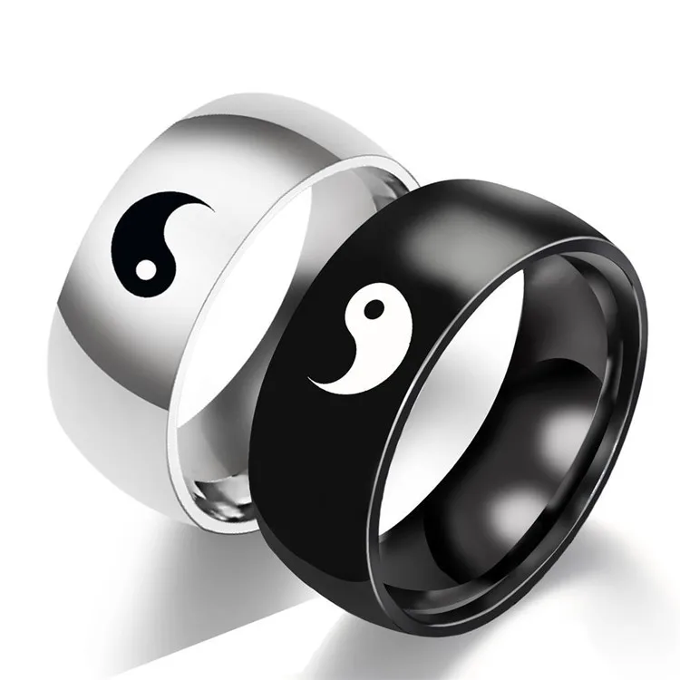 Fashion Tai Chi Couple Ring Black Silver Titanium Steel Ring Jewelry for Men and Women Always Together
Fashion Tai Chi Couple Ring Black Silver Titanium Steel Ring Jewelry for Men and Women Always Together