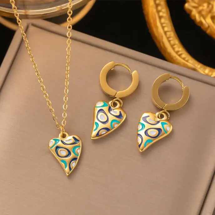 Green Heart Stainless Steel Jewelry Woman Multi color Jewelry Sets Gifts For Women Fashion Indian Wedding Women Accessories
Green Heart Stainless Steel Jewelry Woman Multi color Jewelry Sets Gifts For Women Fashion Indian Wedding Women Accessories