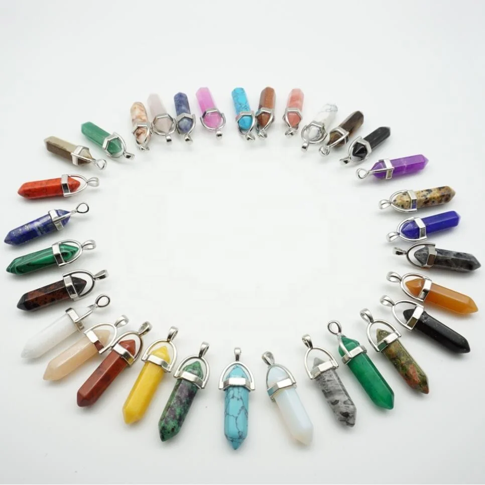 Hexagon Prism Stone Pendant Bullet Shape Natural dyed synthetic stone Crystal Charms Jewelry Fit for DIY Necklace Earrings
Hexagon Prism Stone Pendant Bullet Shape Natural dyed synthetic stone Crystal Charms Jewelry Fit for DIY Necklace Earrings