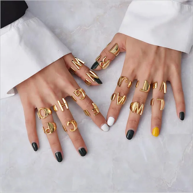 In Stock 26 Letter High Quality Initial Rings Women Jewelry Gold Plated Couple Rings Jewelry
In Stock 26 Letter High Quality Initial Rings Women Jewelry Gold Plated Couple Rings Jewelry