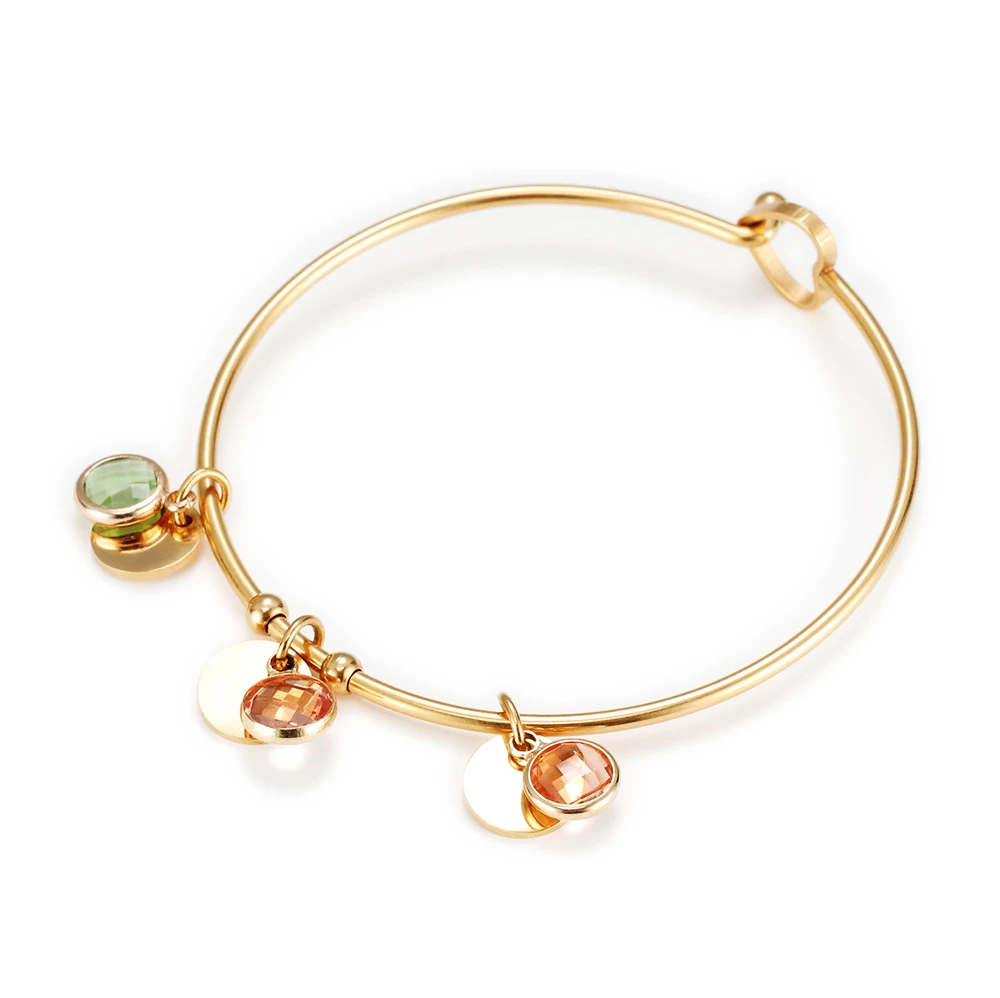 fascinating 304 stainless steel women style rhinestone round engravable infinity round charms bangle on sale, Gold
fascinating 304 stainless steel women style rhinestone round engravable infinity round charms bangle on sale, Gold
