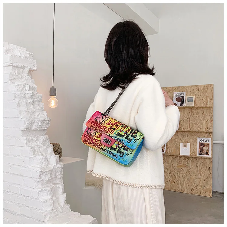 Ins Hot Sale Graffiti Handbag Colorful Art Printed Princess Pures Rainbow purse and handbags Fashion Women Hand Bag, Customized color
Ins Hot Sale Graffiti Handbag Colorful Art Printed Princess Pures Rainbow purse and handbags Fashion Women Hand Bag, Customized color