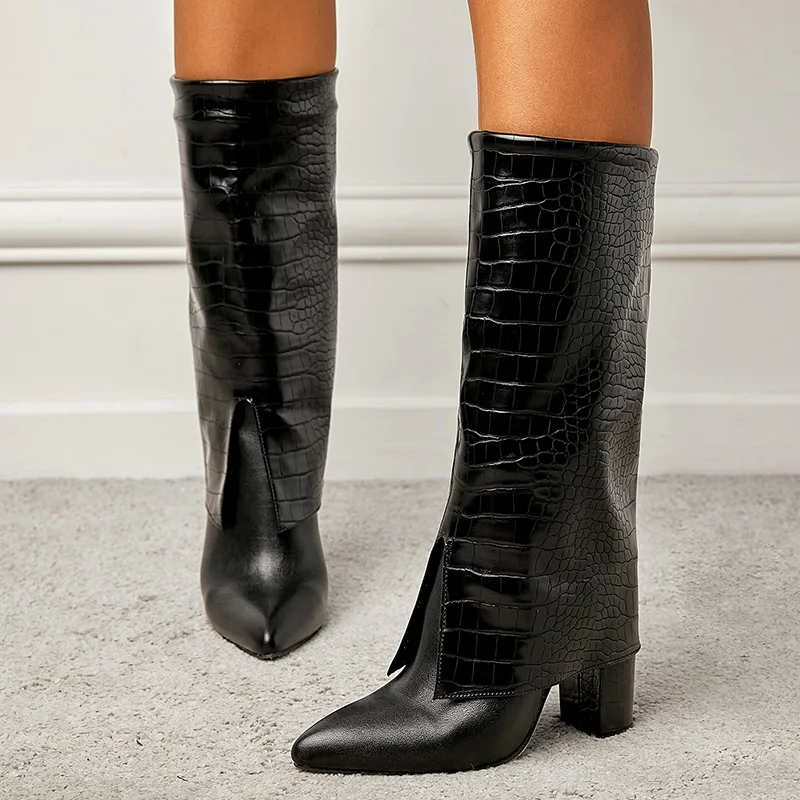 Flared pants women's boots 2022 autumn new knee long Knight boots crocodile Black Leather Women's shoes size 42
Flared pants women's boots 2022 autumn new knee long Knight boots crocodile Black Leather Women's shoes size 42