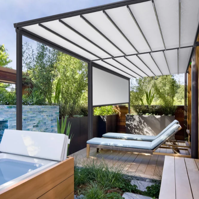 Manufacturing Aluminium Pergola Auto Remote Control System Outdoor for Garden Decoration and Dining Area, Customized
Manufacturing Aluminium Pergola Auto Remote Control System Outdoor for Garden Decoration and Dining Area, Customized
