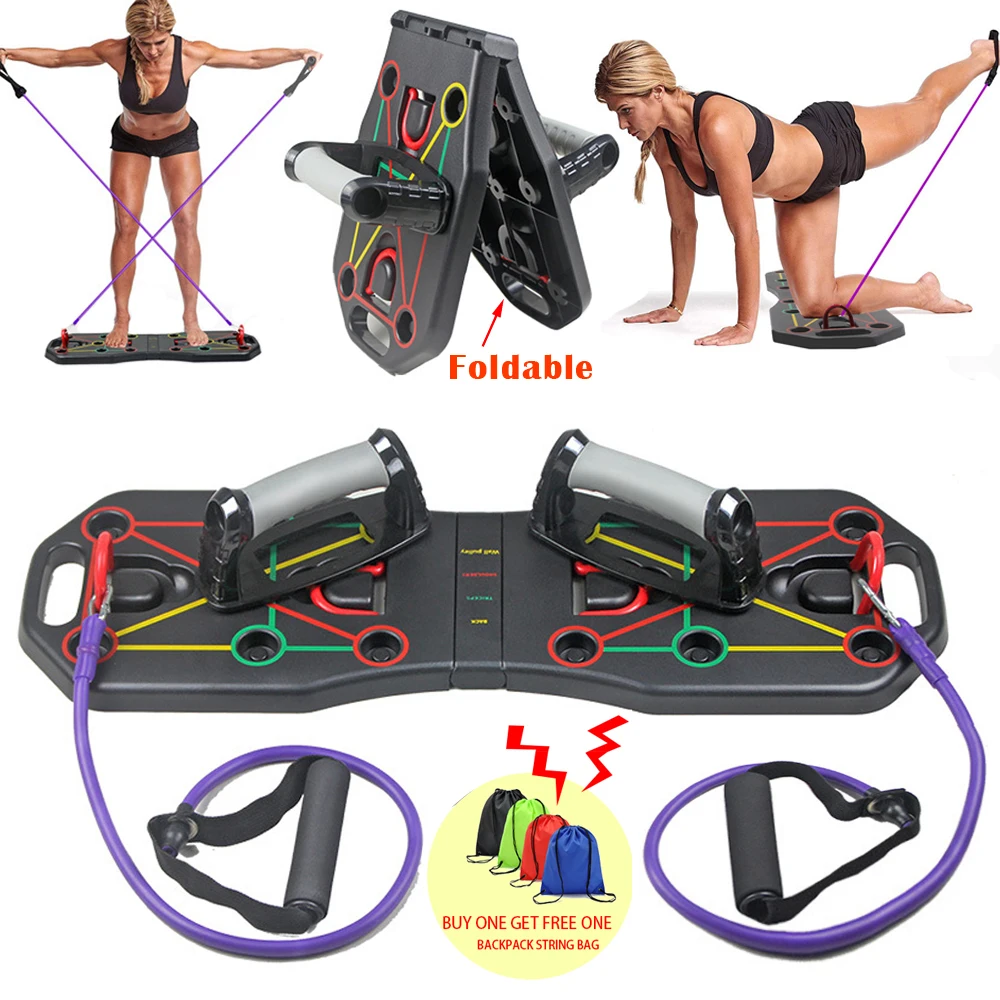 13 in 1 Body Building Fitness Exercise Equipment Multi-function Push Up Board With Exercise Bands, Black
13 in 1 Body Building Fitness Exercise Equipment Multi-function Push Up Board With Exercise Bands, Black