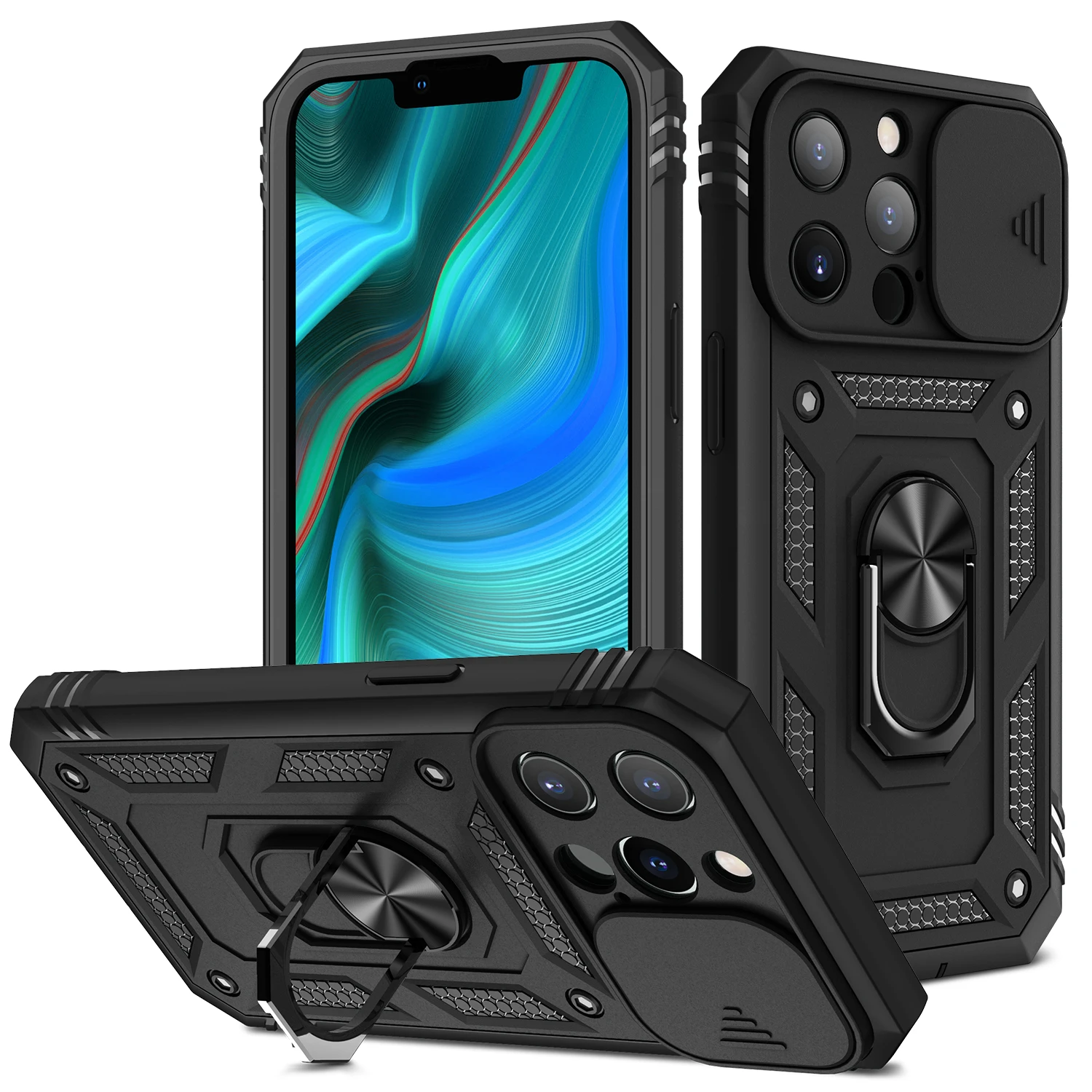Camera Protection Shockproof Armor Case for iPhone 13 Pro Max with Ring Phone Holder
Camera Protection Shockproof Armor Case for iPhone 13 Pro Max with Ring Phone Holder