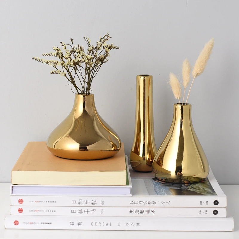 Nordic Style Golden Ceramic Dry Flower Arranger Water Planting Container Desktop Decoration Vase
Nordic Style Golden Ceramic Dry Flower Arranger Water Planting Container Desktop Decoration Vase
