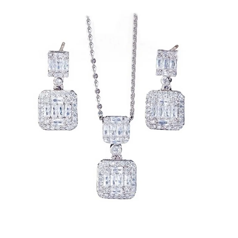 SINZRY new cut Clear white cubic zircon micro pave square geometric pendant necklace earring jewelry set for female
SINZRY new cut Clear white cubic zircon micro pave square geometric pendant necklace earring jewelry set for female
