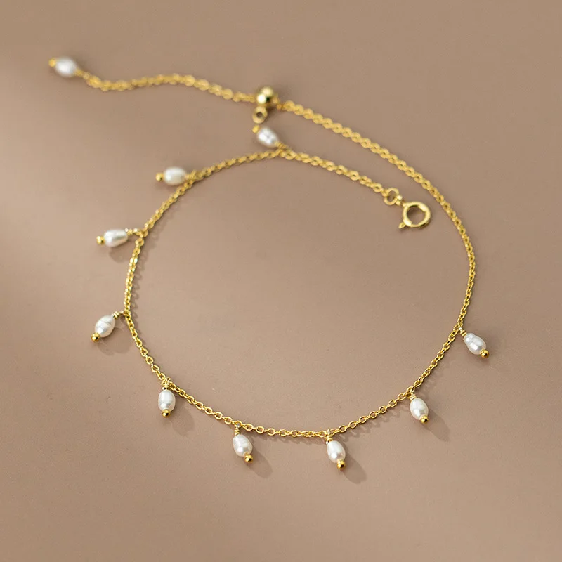 S4755 100% 925 sterling silver trendy 2021 bead anklets freshwater pearl tassel chain foot jewelry anklet women, Silver 18k gold
S4755 100% 925 sterling silver trendy 2021 bead anklets freshwater pearl tassel chain foot jewelry anklet women, Silver 18k gold