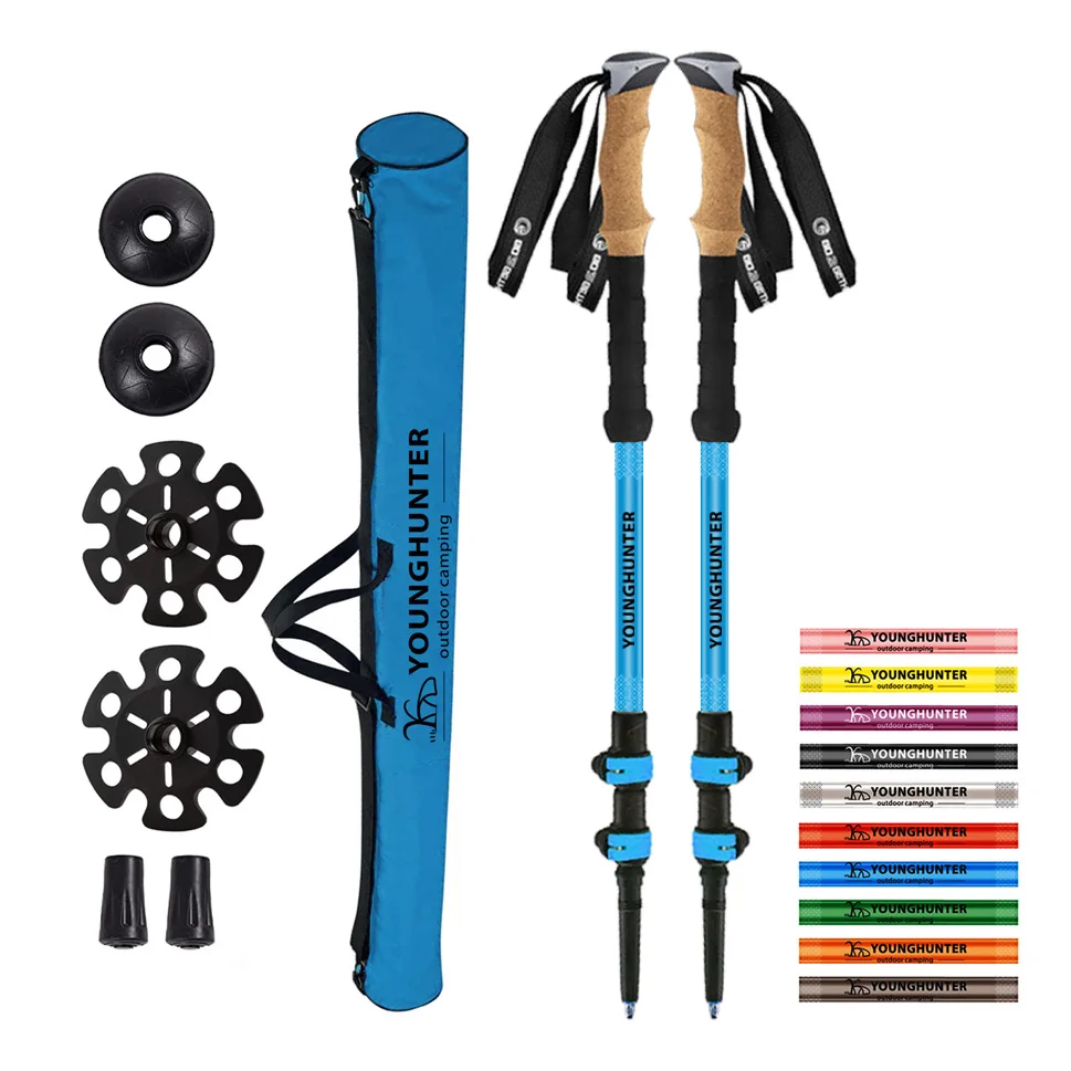 2021 outdoor camping custom cork handle 3 sections aluminum alloy anti-slip mountain walking alpenstock retractable climb pole, Black
2021 outdoor camping custom cork handle 3 sections aluminum alloy anti-slip mountain walking alpenstock retractable climb pole, Black