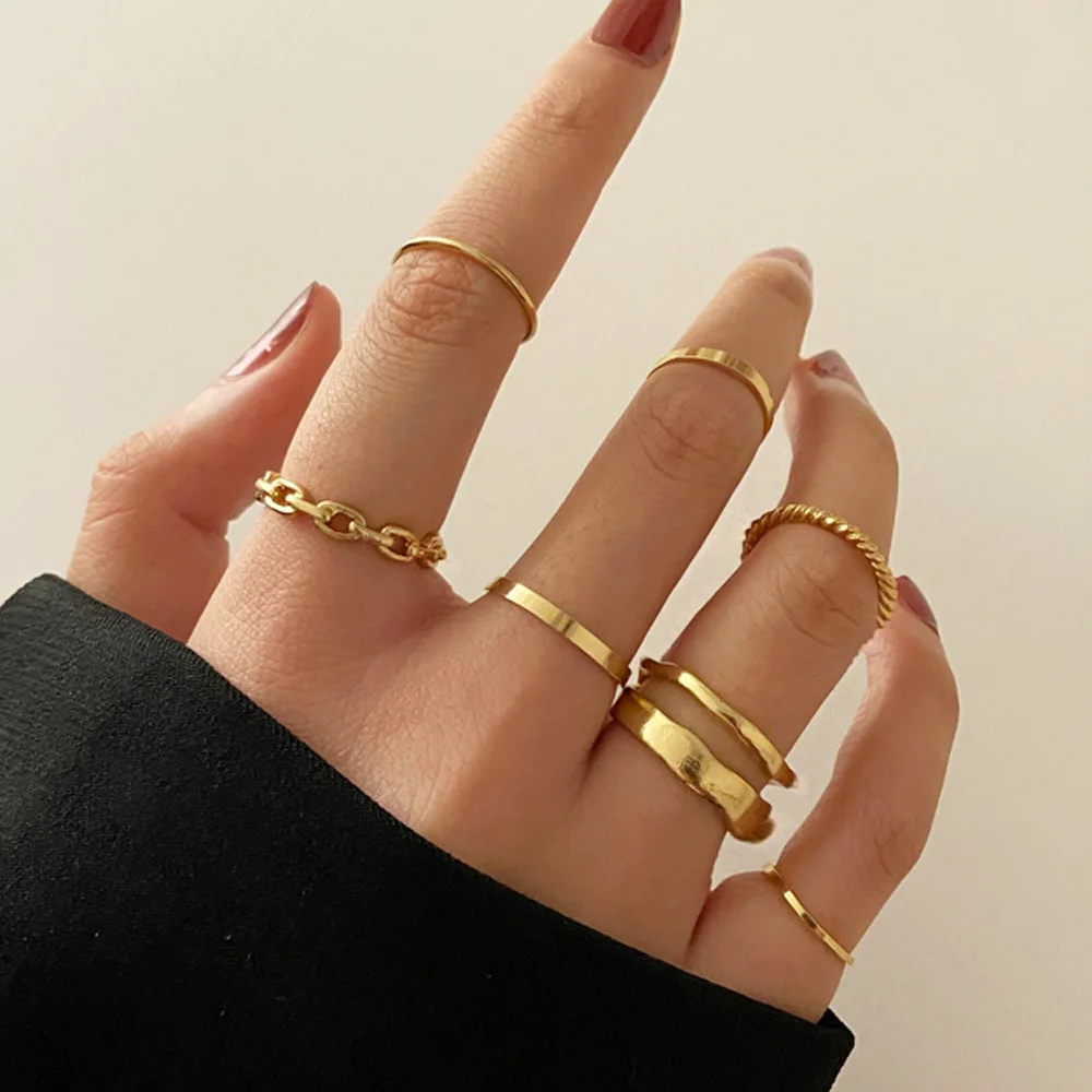 Vintage Trendy Geometric Finger 7-Piece Ring Set Hip Hop Ring For Women gold plated Jewelry
Vintage Trendy Geometric Finger 7-Piece Ring Set Hip Hop Ring For Women gold plated Jewelry