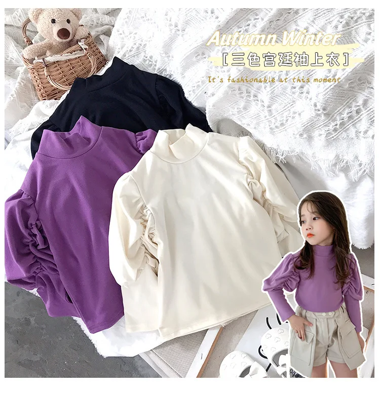 Hot sale toddler girls boutique spring autumn puff sleeves solid pullover turtlenecks tops, Picture shows
Hot sale toddler girls boutique spring autumn puff sleeves solid pullover turtlenecks tops, Picture shows