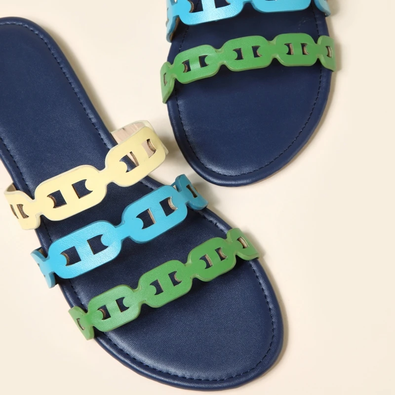 Stylish new fashion design PU Chain slippers Holiday Beach slippers breathable soft women flat shoes sandals
Stylish new fashion design PU Chain slippers Holiday Beach slippers breathable soft women flat shoes sandals