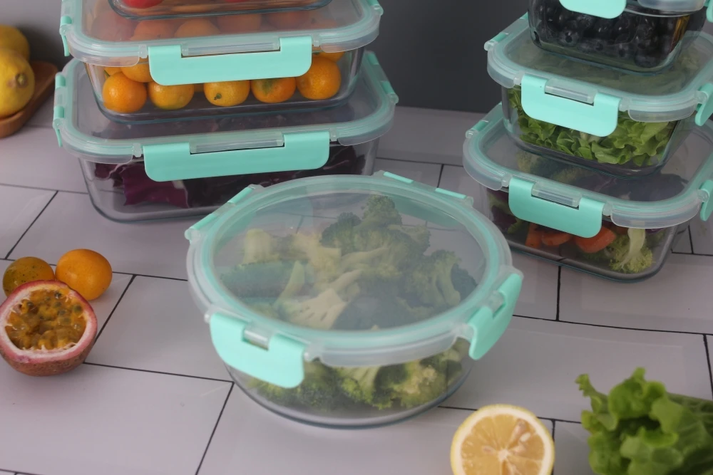 new glass food lunch box with divider