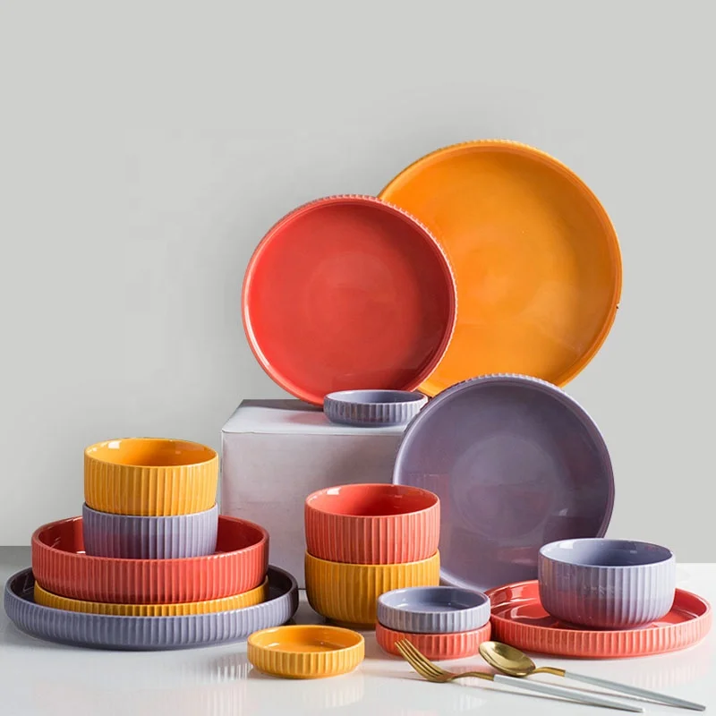 Macaron Color Household Ceramic Dinnerware Set Salad Soup Rice Bowl Fruit Charger Plate Dish, Red/yellow/purple
Macaron Color Household Ceramic Dinnerware Set Salad Soup Rice Bowl Fruit Charger Plate Dish, Red/yellow/purple