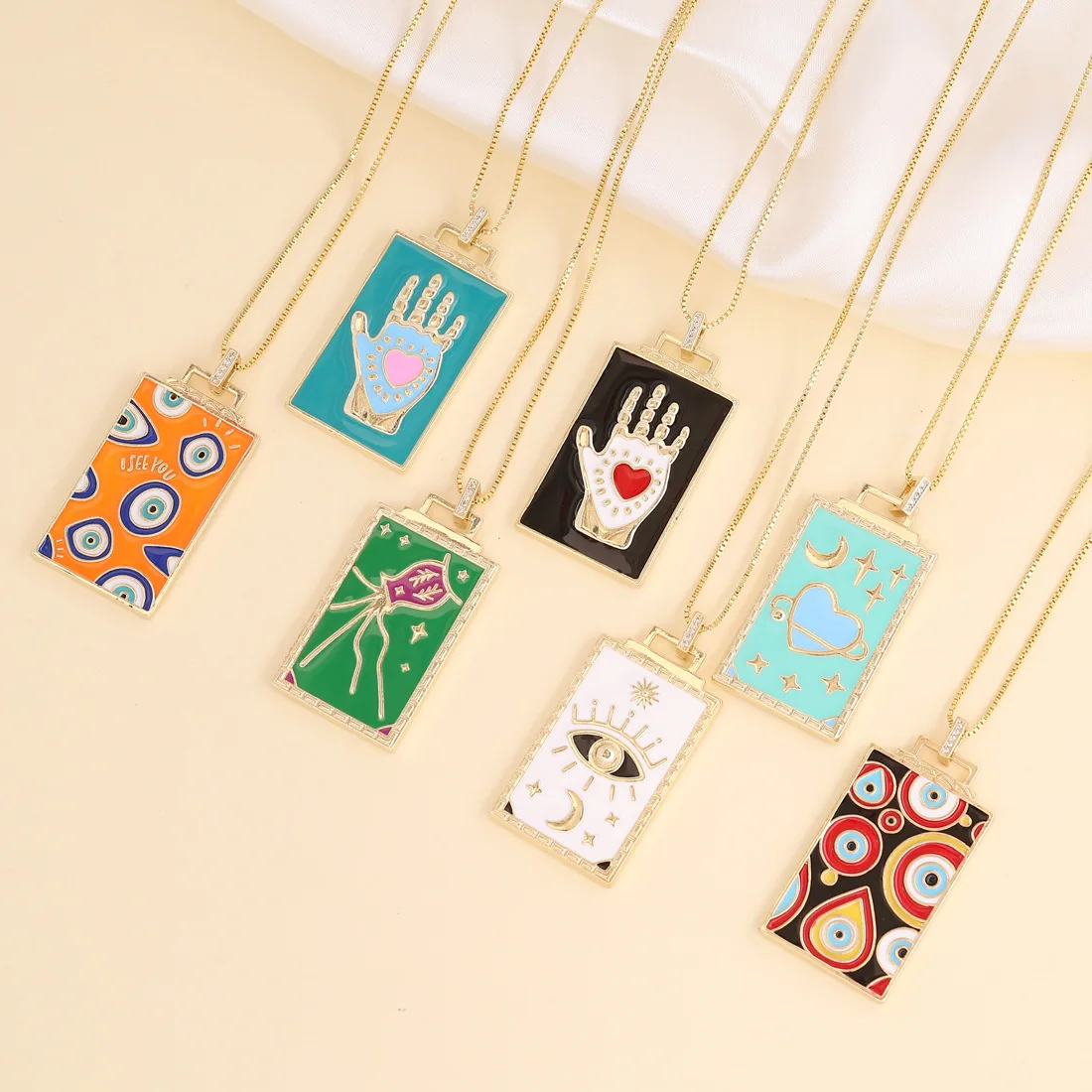 Amazon New Arrival Gold Plated Moon Star Dog Tag Necklace Enamel Evil Eyes Pendant Necklace For Women Gifts
Amazon New Arrival Gold Plated Moon Star Dog Tag Necklace Enamel Evil Eyes Pendant Necklace For Women Gifts