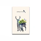 Customized Frameless nordic animal deer art wall printing decorative oil painting on canvas