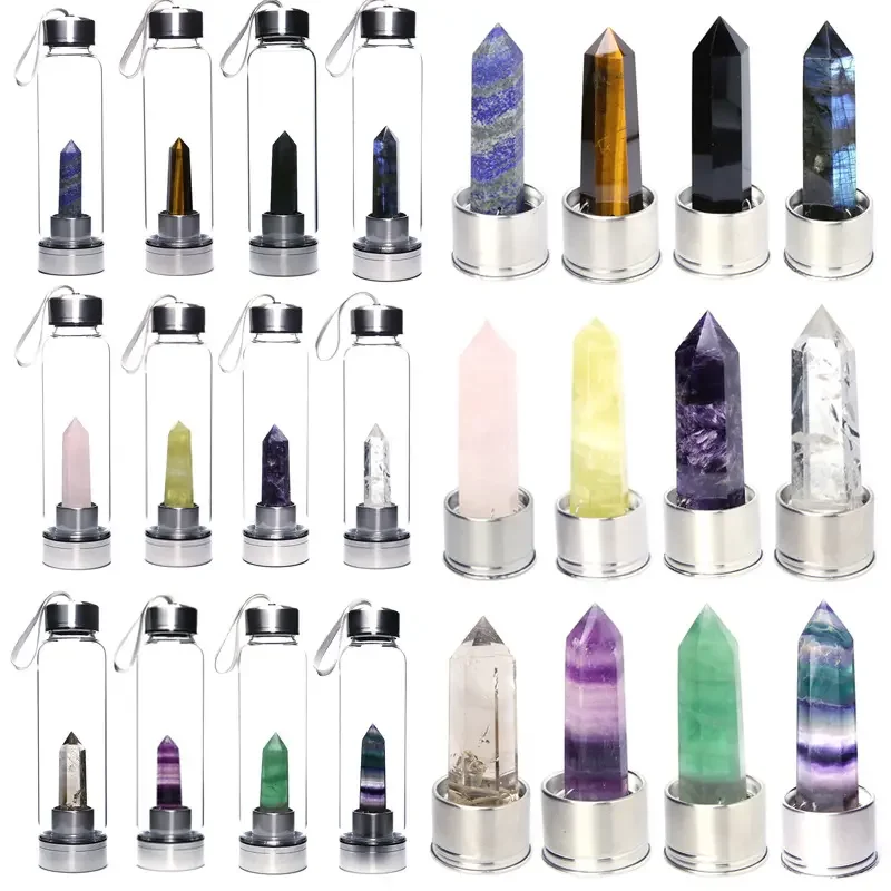 304 Stainless steel glass bottle natural Crystal stone energy quartz hexagon prism point towel water bottle cup
304 Stainless steel glass bottle natural Crystal stone energy quartz hexagon prism point towel water bottle cup