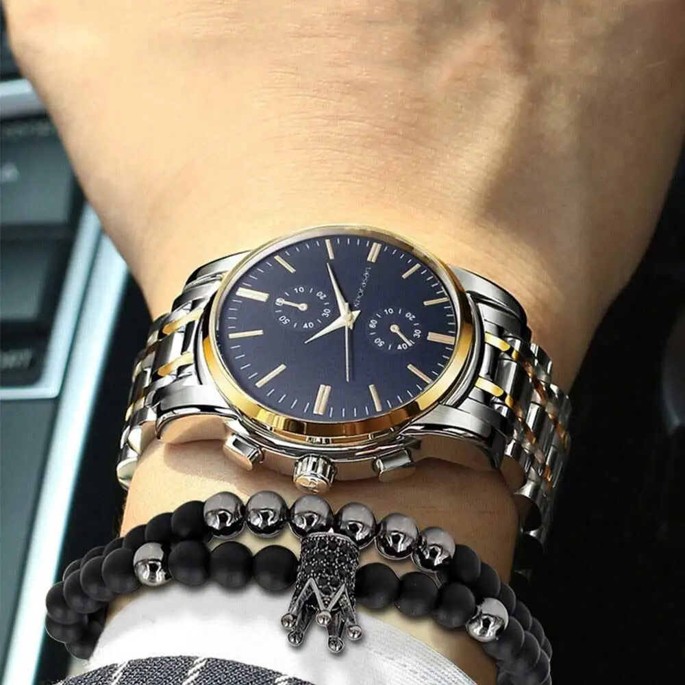 6035 3 Pieces Men's Quartz Watch & Bracelets Set Fashion Steel Strap Simple Accessories, 6 different colors as picture
6035 3 Pieces Men's Quartz Watch & Bracelets Set Fashion Steel Strap Simple Accessories, 6 different colors as picture