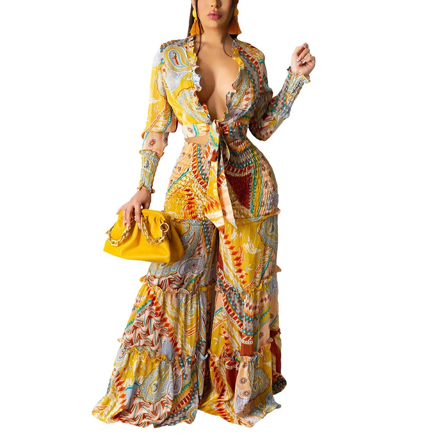 FS4945D Hot sale women long sleeve tops and Pants sets casual Fashion prints Fall Outfits
FS4945D Hot sale women long sleeve tops and Pants sets casual Fashion prints Fall Outfits