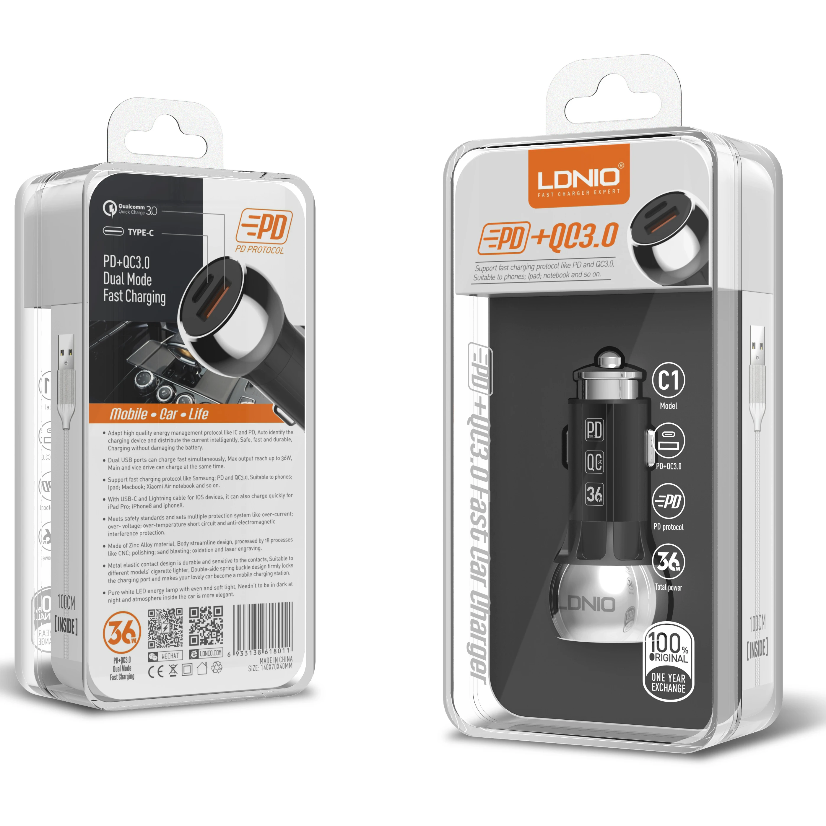 LDNIO C1 Mini fast Car Charger With 2 Usb Ports Including 1 QC3.0 and 1 PD Usb ports
LDNIO C1 Mini fast Car Charger With 2 Usb Ports Including 1 QC3.0 and 1 PD Usb ports