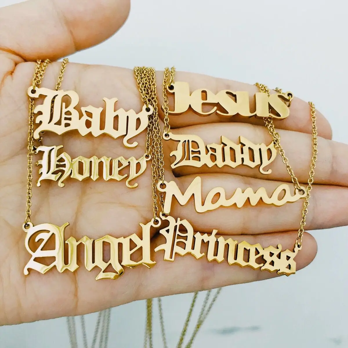 Stainless steel 18k gold Custom Jewelry Any Language Font babygirl mom name necklace personalised, Picture
Stainless steel 18k gold Custom Jewelry Any Language Font babygirl mom name necklace personalised, Picture
