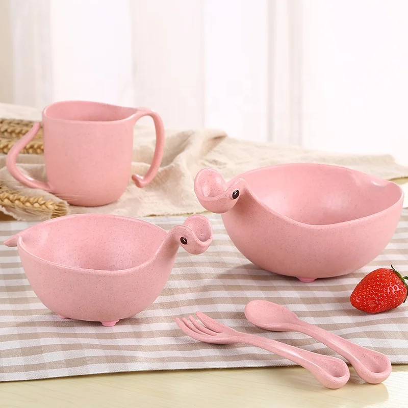 5Pcs Wheat Straw Fiber Child Tableware Sets Baby Cute Bowls Set With Cutlery Set and Cup For Kids, Pink,wheat,green or customized
5Pcs Wheat Straw Fiber Child Tableware Sets Baby Cute Bowls Set With Cutlery Set and Cup For Kids, Pink,wheat,green or customized