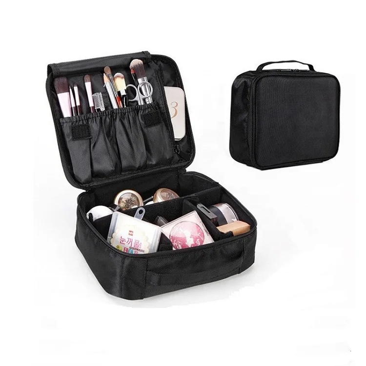 

Fashion Custom Bulk Polyester Ziplock Organizer Recycled Black Makeup Toiletry Cosmetic Bag&case, Black, pink