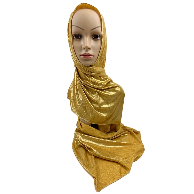 2019 nouveau marquage à chaud 50*150cm fille musulmane mariage hijab style or