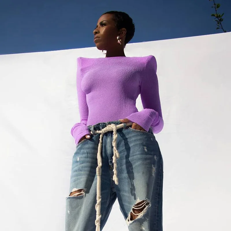 Solid Knit T Shirt For Women Long Sleeve Shoulder Pads Ladies Tops Slim Pullover Woman Tops Fashionable Streetwear
Solid Knit T Shirt For Women Long Sleeve Shoulder Pads Ladies Tops Slim Pullover Woman Tops Fashionable Streetwear