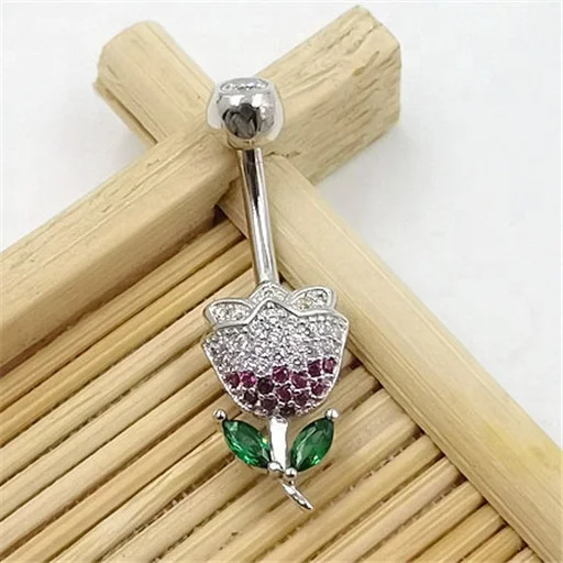 NEW Fashion Piercing Jewelry 925 Sterling Silver Rose Belly Ring Flower Shape Navel Rings Women Cubic Zirconia Belly Button Ring, White, red green
NEW Fashion Piercing Jewelry 925 Sterling Silver Rose Belly Ring Flower Shape Navel Rings Women Cubic Zirconia Belly Button Ring, White, red green