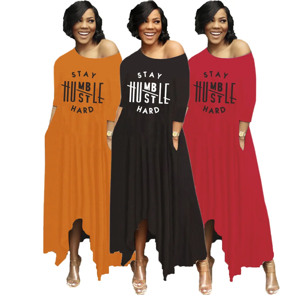 IDS plus size women's dresses letter print off-shoulder irregular swing elegant casual dresses, 3 colors
IDS plus size women's dresses letter print off-shoulder irregular swing elegant casual dresses, 3 colors