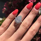 Amazon Creative New Hot Fashion OL Pear Shaped Zircon Ring Female Fashion Accessories Hot Sale