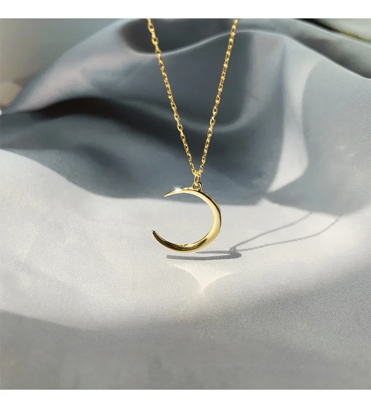 SP Gold Silver Moon Shape Necklace Simple Design Dainty Pendant Dainti Drop Moon Necklace
SP Gold Silver Moon Shape Necklace Simple Design Dainty Pendant Dainti Drop Moon Necklace