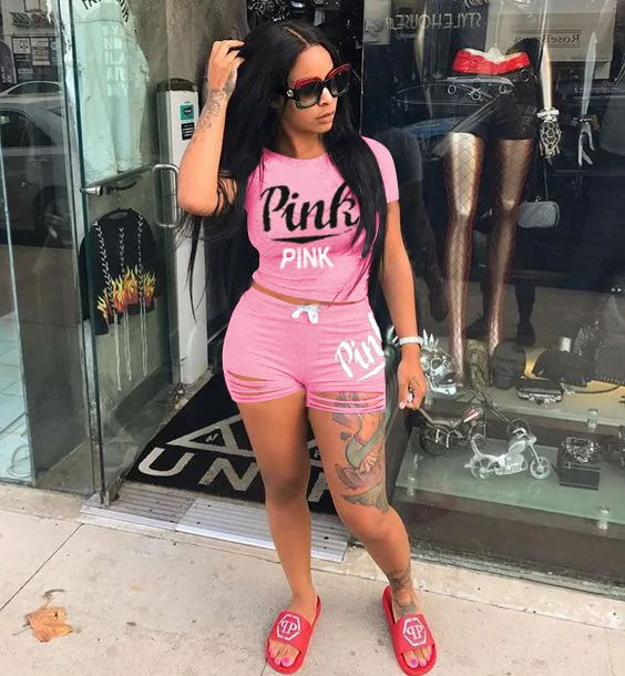 9S4U Summer fashion pink print tshirt and mid waist short pants 2 piece sweat suit women sports shorts set, Customized color
9S4U Summer fashion pink print tshirt and mid waist short pants 2 piece sweat suit women sports shorts set, Customized color