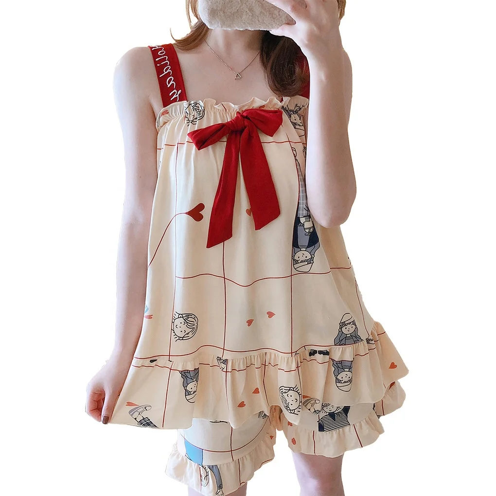 Korean thin sexy sleeveless sling pajama women home wear 2 pieces suit casual girl summer cute sweet casual sleep wear pajamas
Korean thin sexy sleeveless sling pajama women home wear 2 pieces suit casual girl summer cute sweet casual sleep wear pajamas