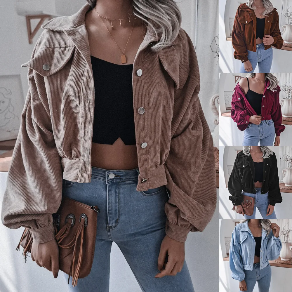 Women Coat Lantern Long Sleeve Corduroy Casual Short Jacket Loose Solid Color Ladies Coats And Jackets, Shown
Women Coat Lantern Long Sleeve Corduroy Casual Short Jacket Loose Solid Color Ladies Coats And Jackets, Shown