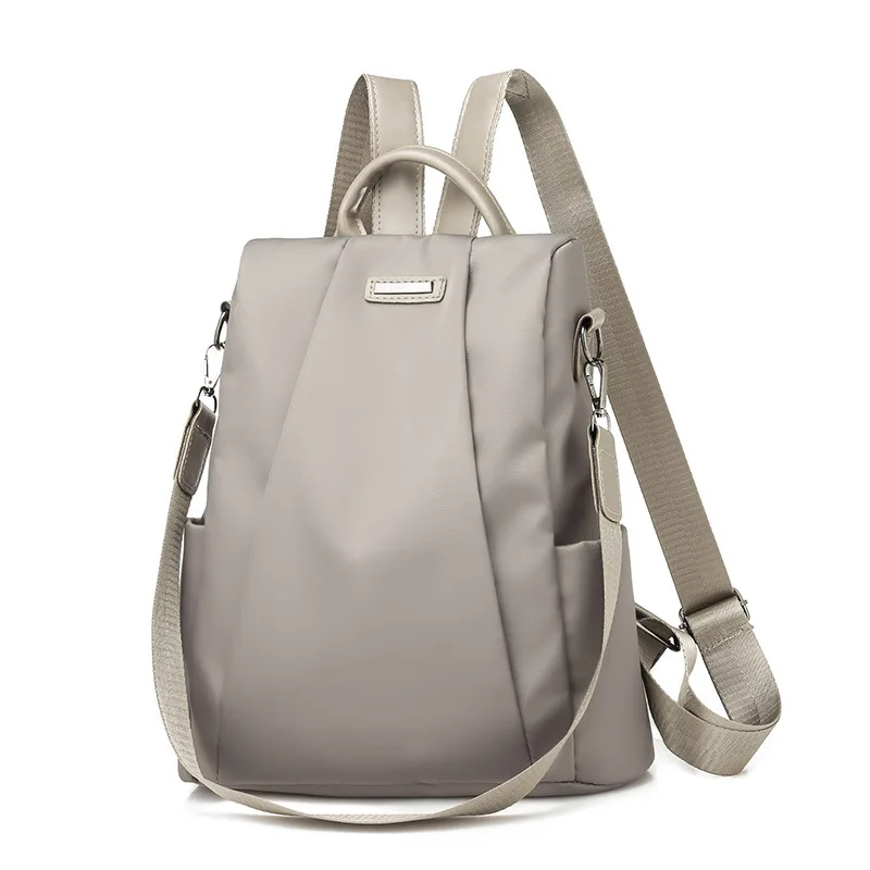 

New Trendy Lady's Shoulders Bag Travelling Bag Anti-theft Waterproof Oxford Backpack, Khaki,black