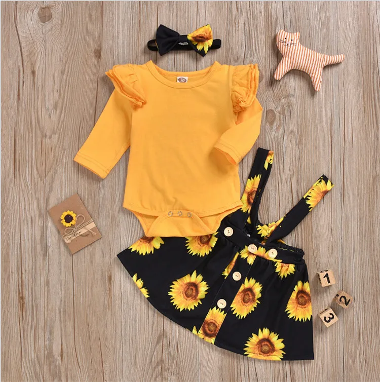 Clothing Sets Girls Petal Sleeve Knitted Bodysuit+Flower Suspender Skirt+Waistband 3Pcs Newborn Clothes Set Kids Rompers Sets, Yellow
Clothing Sets Girls Petal Sleeve Knitted Bodysuit+Flower Suspender Skirt+Waistband 3Pcs Newborn Clothes Set Kids Rompers Sets, Yellow