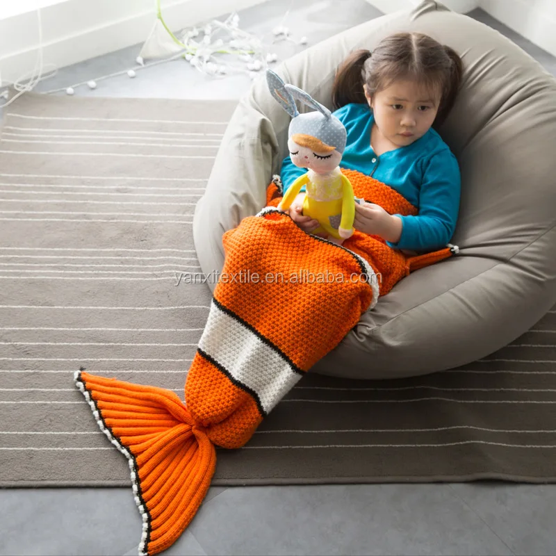 new children"s nemo fish mermaid blanket fish tail knit blanket