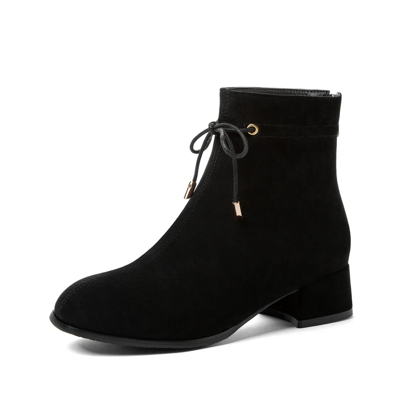 winter Suede leather lace-up with round head for leisure Thick-heeled women's boots
winter Suede leather lace-up with round head for leisure Thick-heeled women's boots