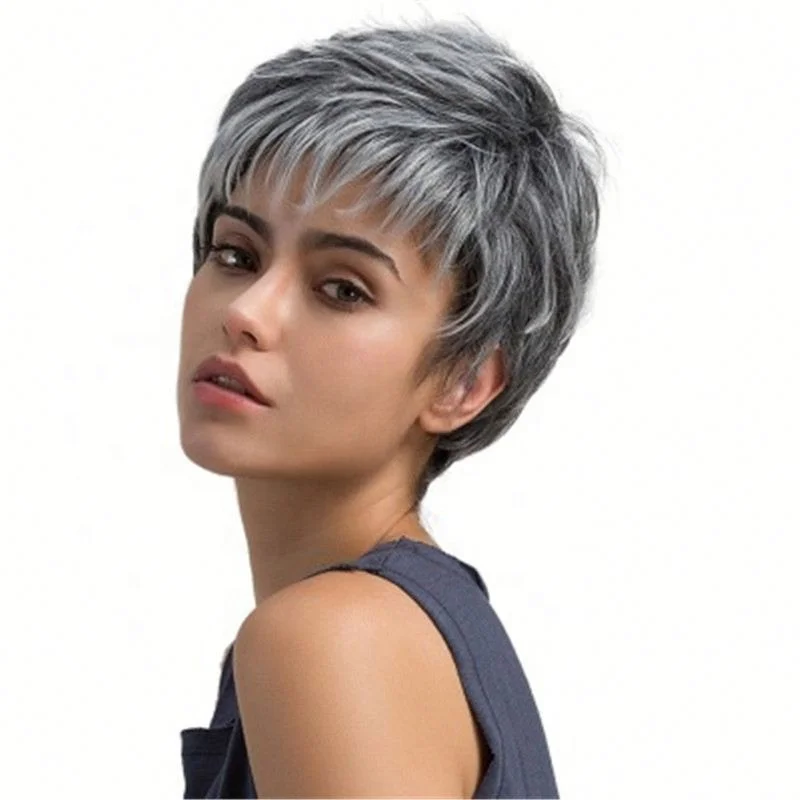 New High Quality Business Style Women Wig Nightclub Bar Sexy Short Straight Gray Hair
New High Quality Business Style Women Wig Nightclub Bar Sexy Short Straight Gray Hair