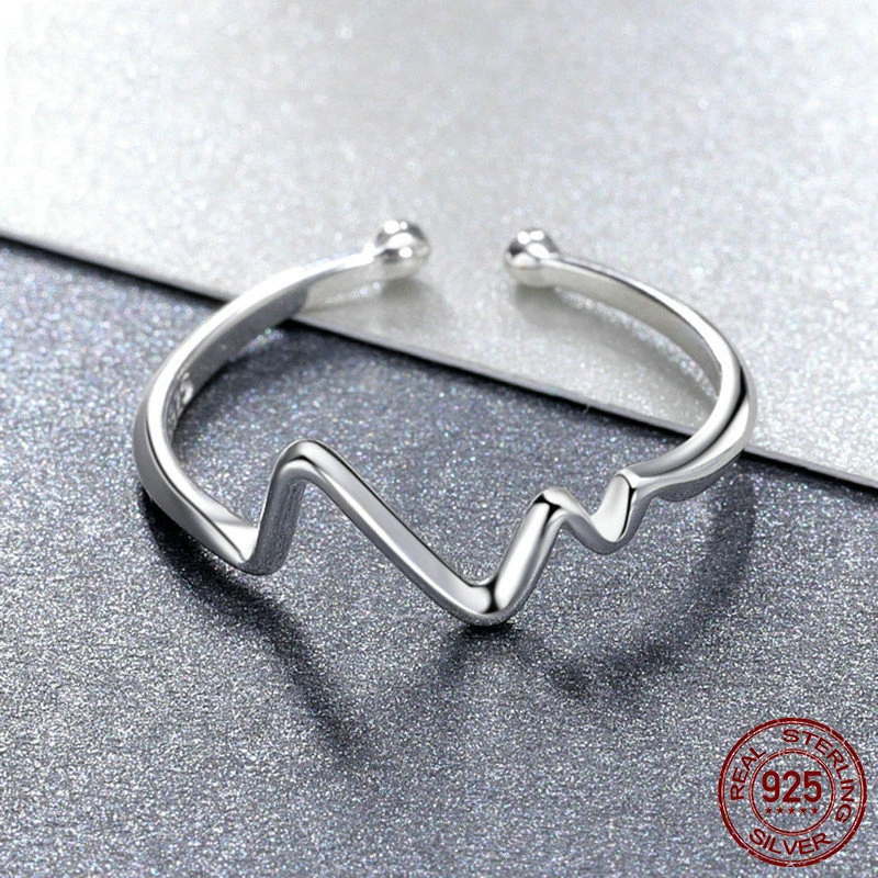 sterling silver open ring 925 ECG adjustable birthday jewelry ring for girlfriend luxury sterling silver 925