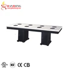 Restaurant equipment wooden square induction cooker table marble dining hot pot table