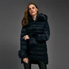 Custom OEM ODM polyester Winter fur cuff down coat women