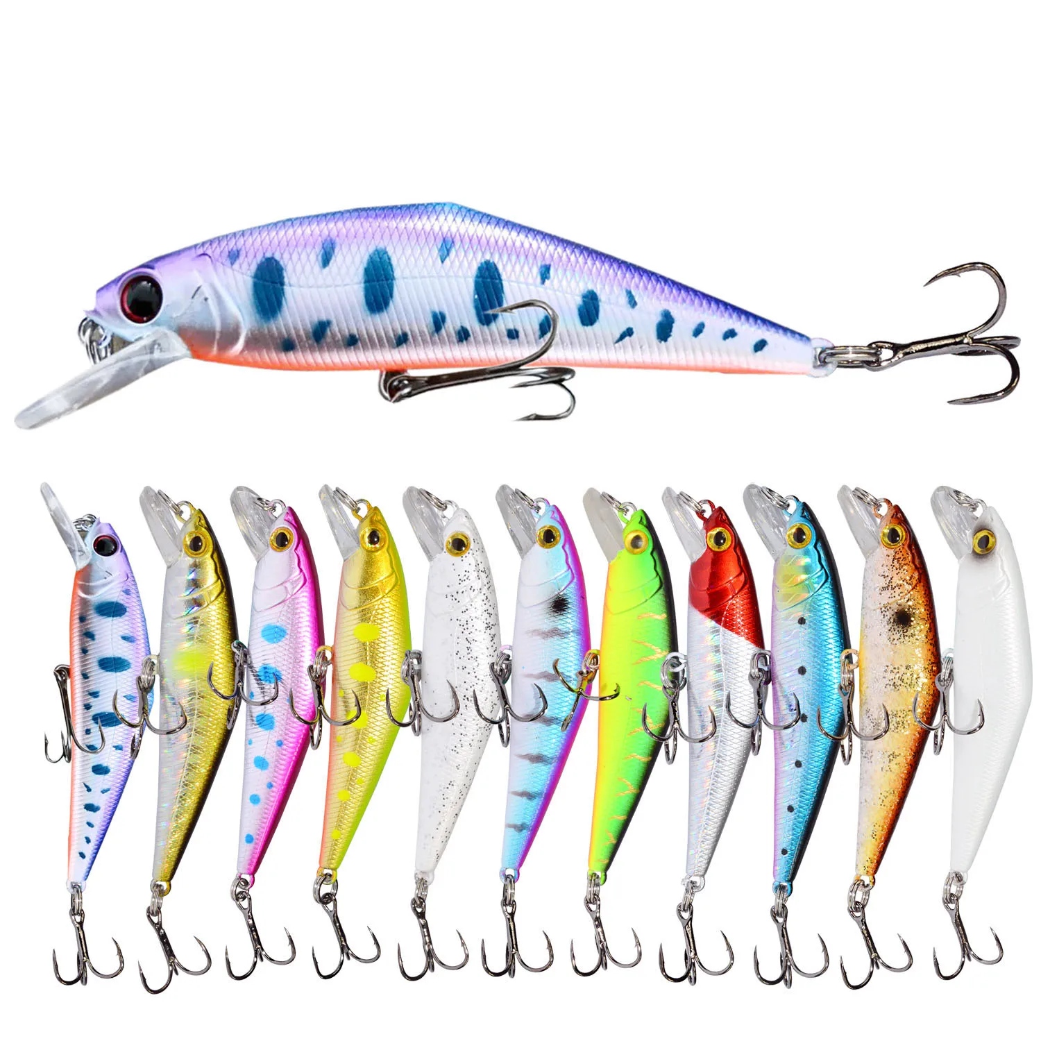 

Hard lures 85mm/14g Minnow Fishing lures Peche Bass Trolling Isca Artificial Hard Bait Crankbait Carp Wobbler For Fishing Tackle, 11colors