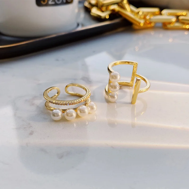 New Trendy Geometric Imitation Pearl Ring Double Layer Elegant Rhinestone Opening Simple Vintage Women Jewelry 2021
New Trendy Geometric Imitation Pearl Ring Double Layer Elegant Rhinestone Opening Simple Vintage Women Jewelry 2021