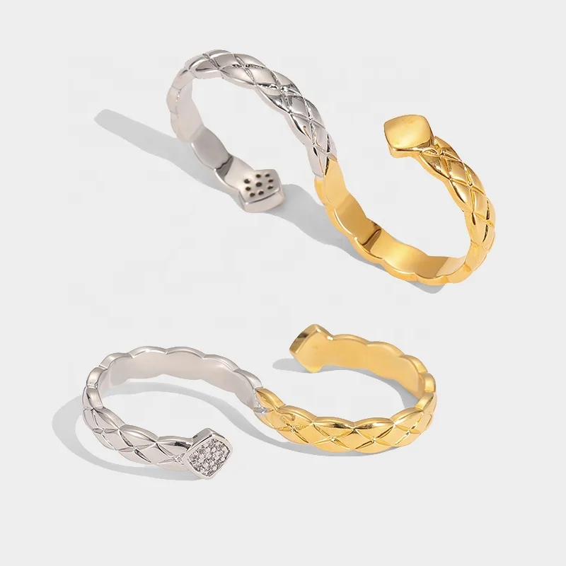 Individual Fashion Diamond Check Gold And Silver One-piece Color Matching Inlaid Zircon Adjustable Rings, Picture
Individual Fashion Diamond Check Gold And Silver One-piece Color Matching Inlaid Zircon Adjustable Rings, Picture