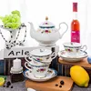 Popular hot sell green peony fine bone china coffee tea sets ceramic